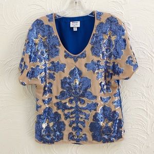 Floral Paisley Sequin Pattern Top Extra Small
